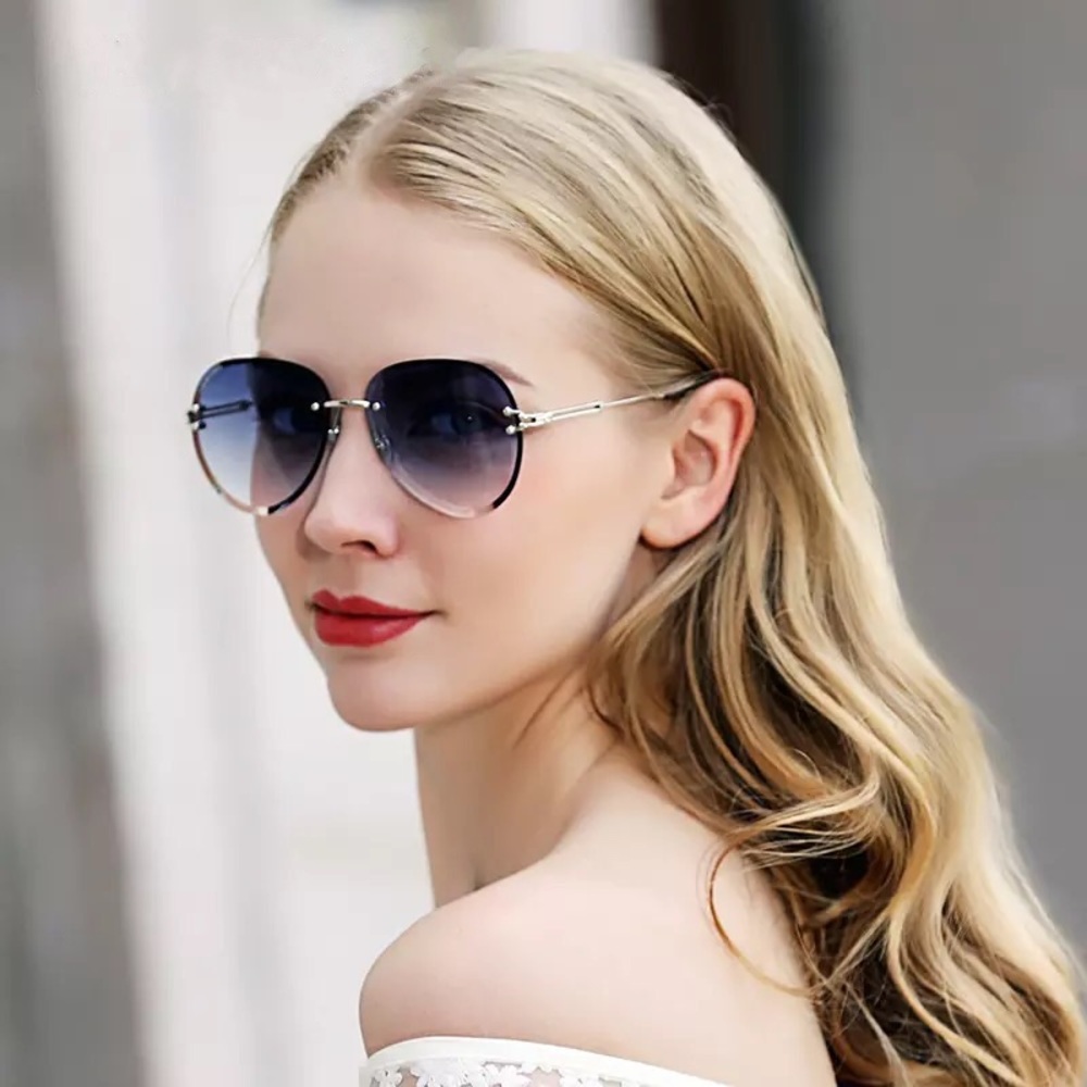 KINGSEVEN Retro Purple Gradient Rimless Teardrop Sunglasses